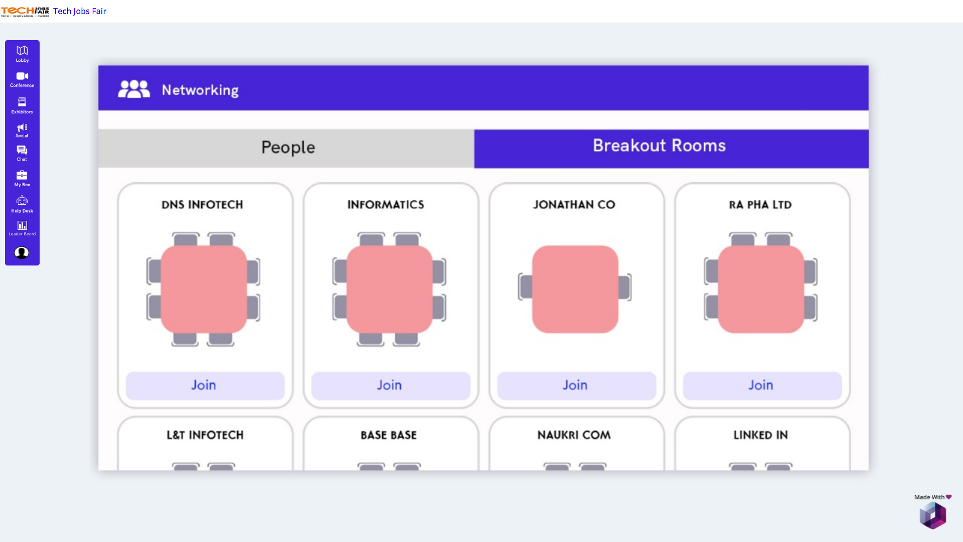 Virtual breakout rooms for networking & Connecting Sponsors & Speakers